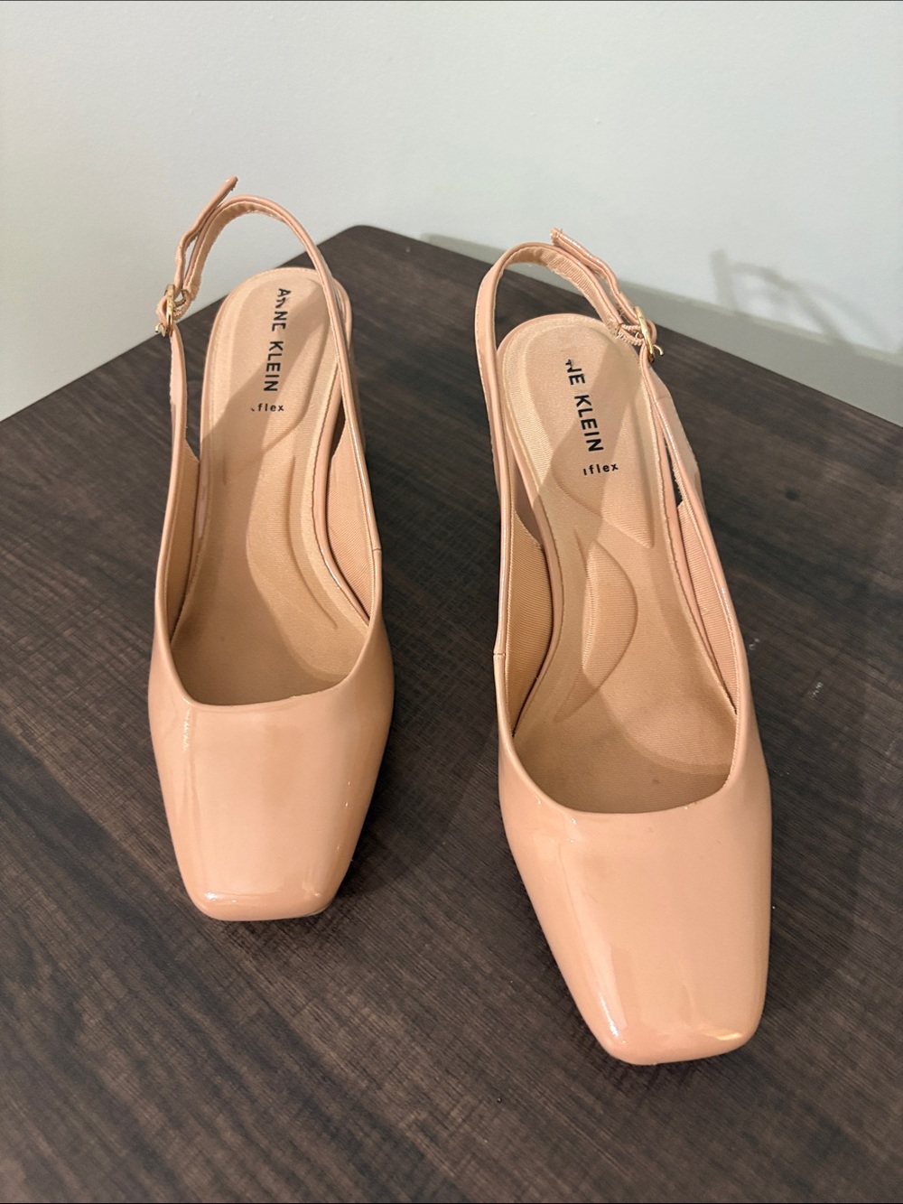 Anne Klein iflex Tan Patent Slingback Pumps